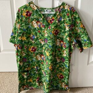 Scrub top Christmas print with puppies and kitties